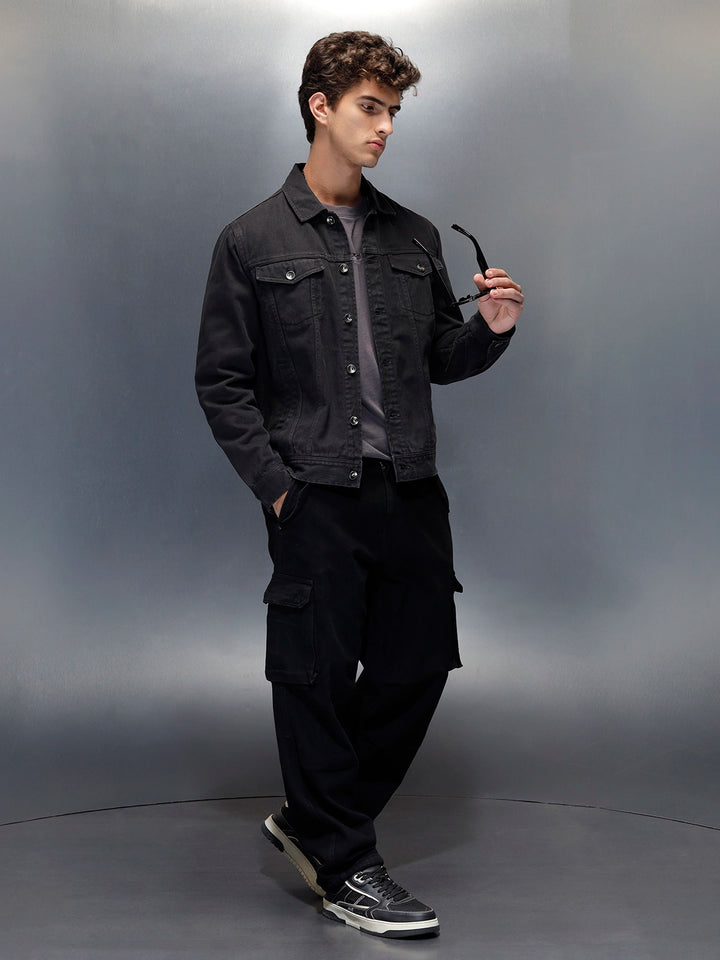 Wrogn Men’s Washed Denim Jacket  |  Dark Stone