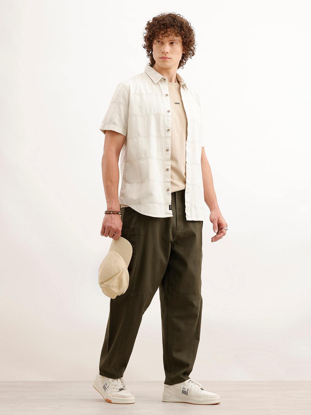 Barrel Fit Cut & Sew Trousers  | Olive