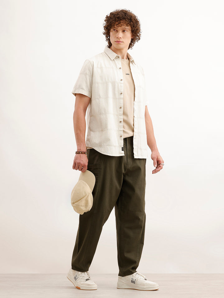 Barrel Fit Cut & Sew Trousers  | Olive