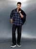 Men's Casual Oversized Fit Checkered Pattern Shirt | Blue