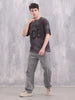 Washed Raglan Sleeve Oversized Men T-shirt | Dark Grey
