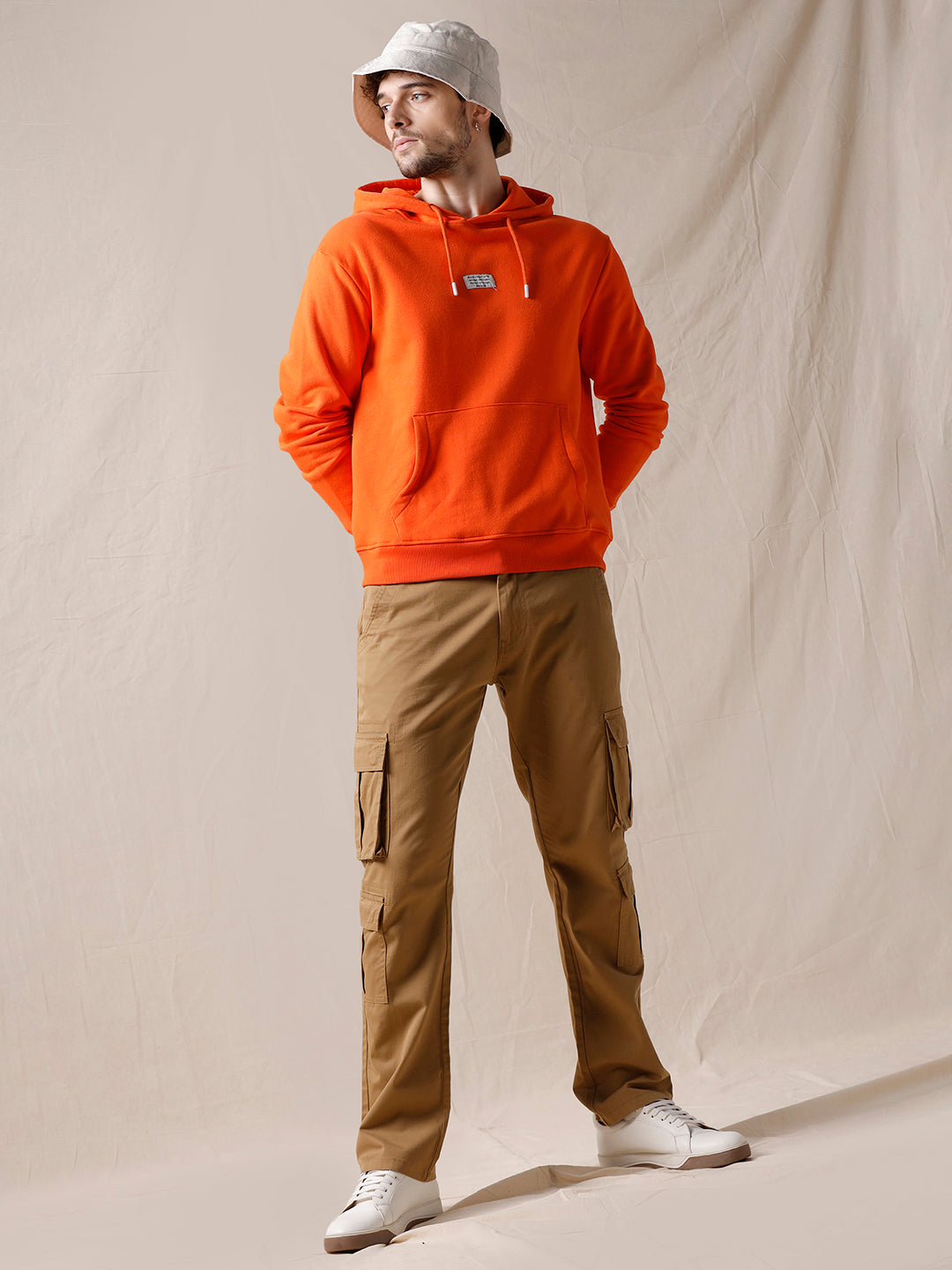 Minimalist Solid Orange Hoodie