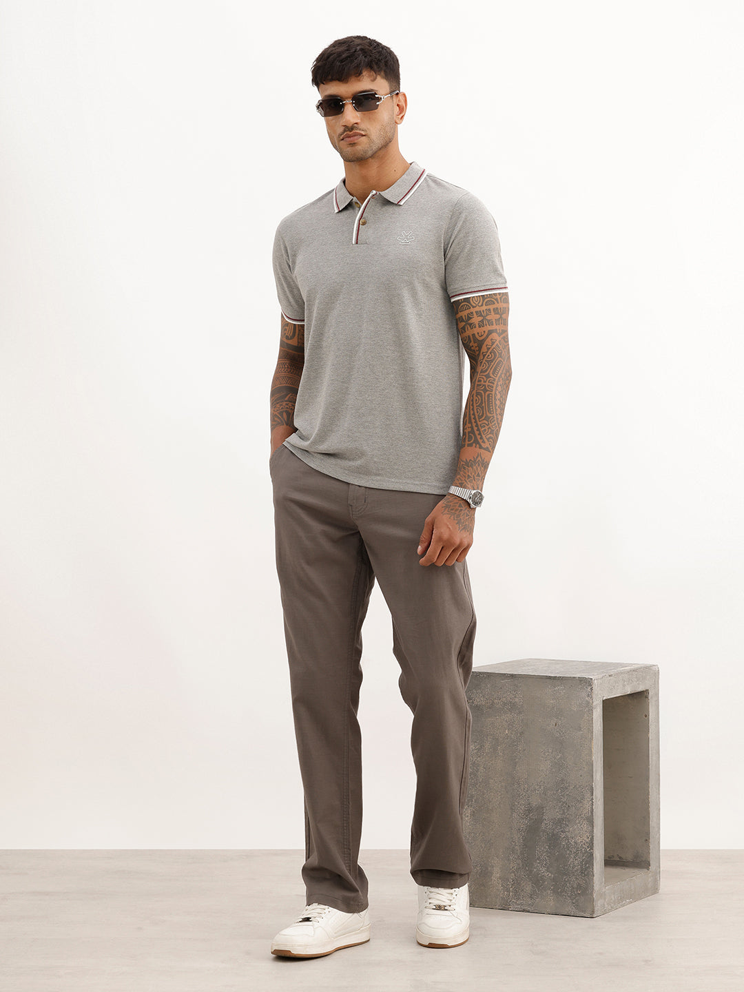 Tiping Collar 100% Cotton Polo T-Shirt | Grey | WWTS246F