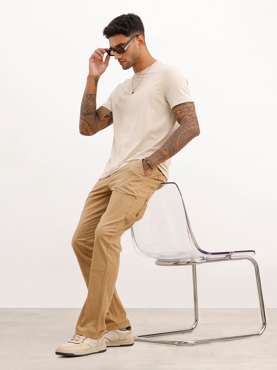Solid Straight Fit Carpenter Trouser | Khaki