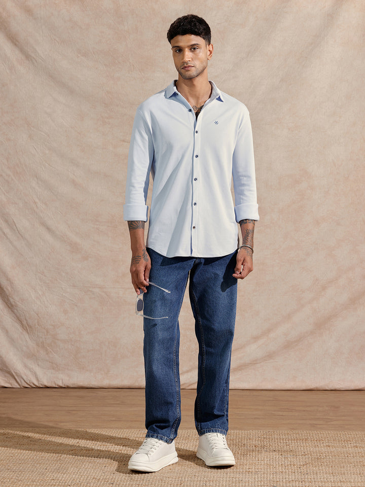 Pique Knitted Shirt | Blue