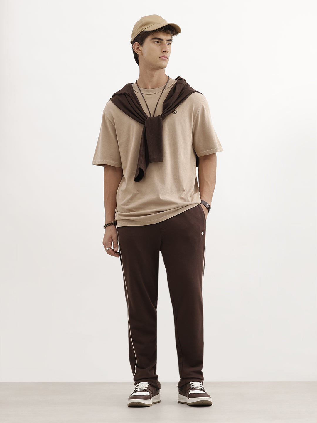 Regular Fit Double Stripe Jogger | Brown