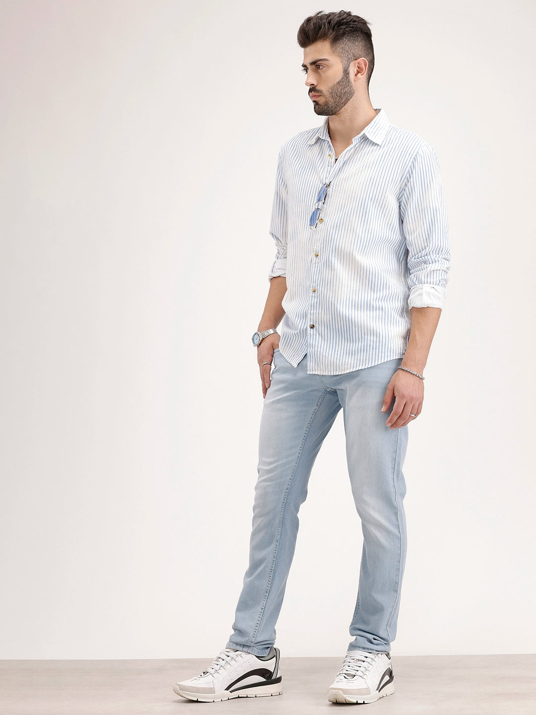 Solid Slim Fit Denim Jeans | Light Blue
