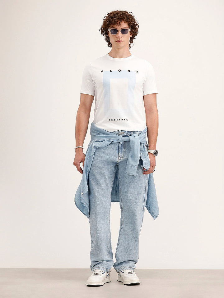 Slim Fit Placement Printed T-Shirt | White