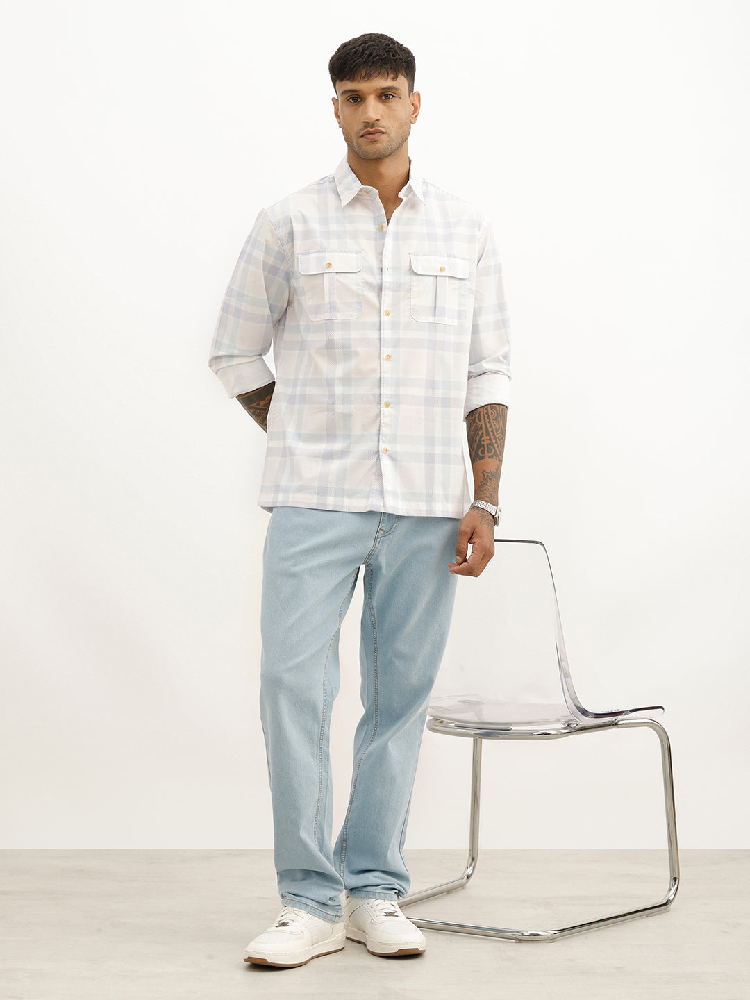 Classic Regular Fit Checkered Shirt | Blue