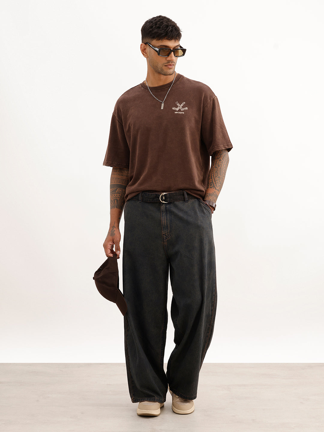Oversized Back Puffer Printed T-Shirt | Brown