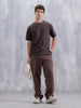 Men Solid Comfort Fit Tshirt With Pipping Detail | Dark Brown