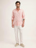 Solid 100% Linen Slim Fit Shirt | Pink