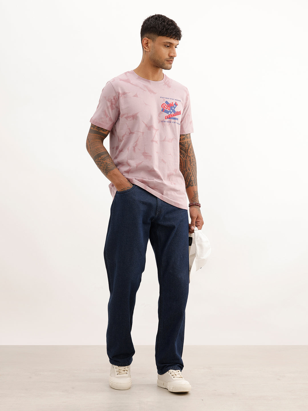 Slim Fit Placement Puffer Printed T-Shirt | Pink
