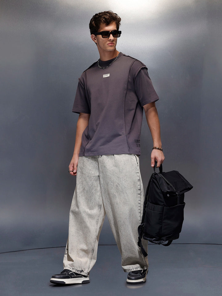 Oversized Cut And Sew T-Shirt   |  Charcoal