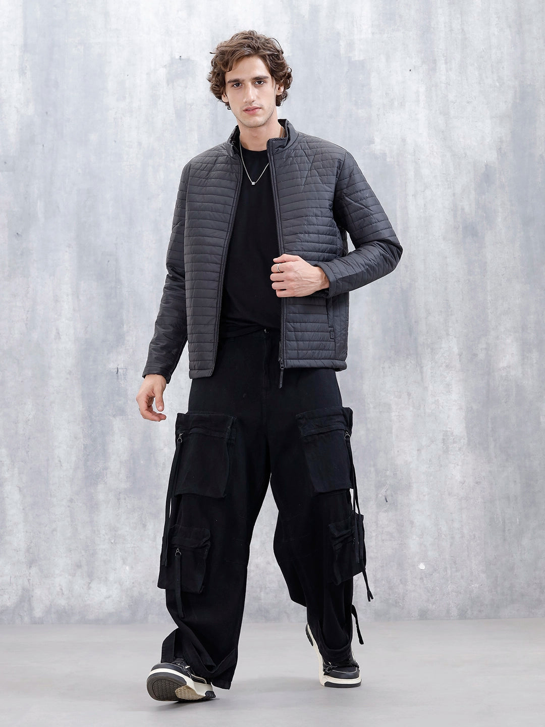 Men's Casual Regualr Fit Puffer Jacket | Black