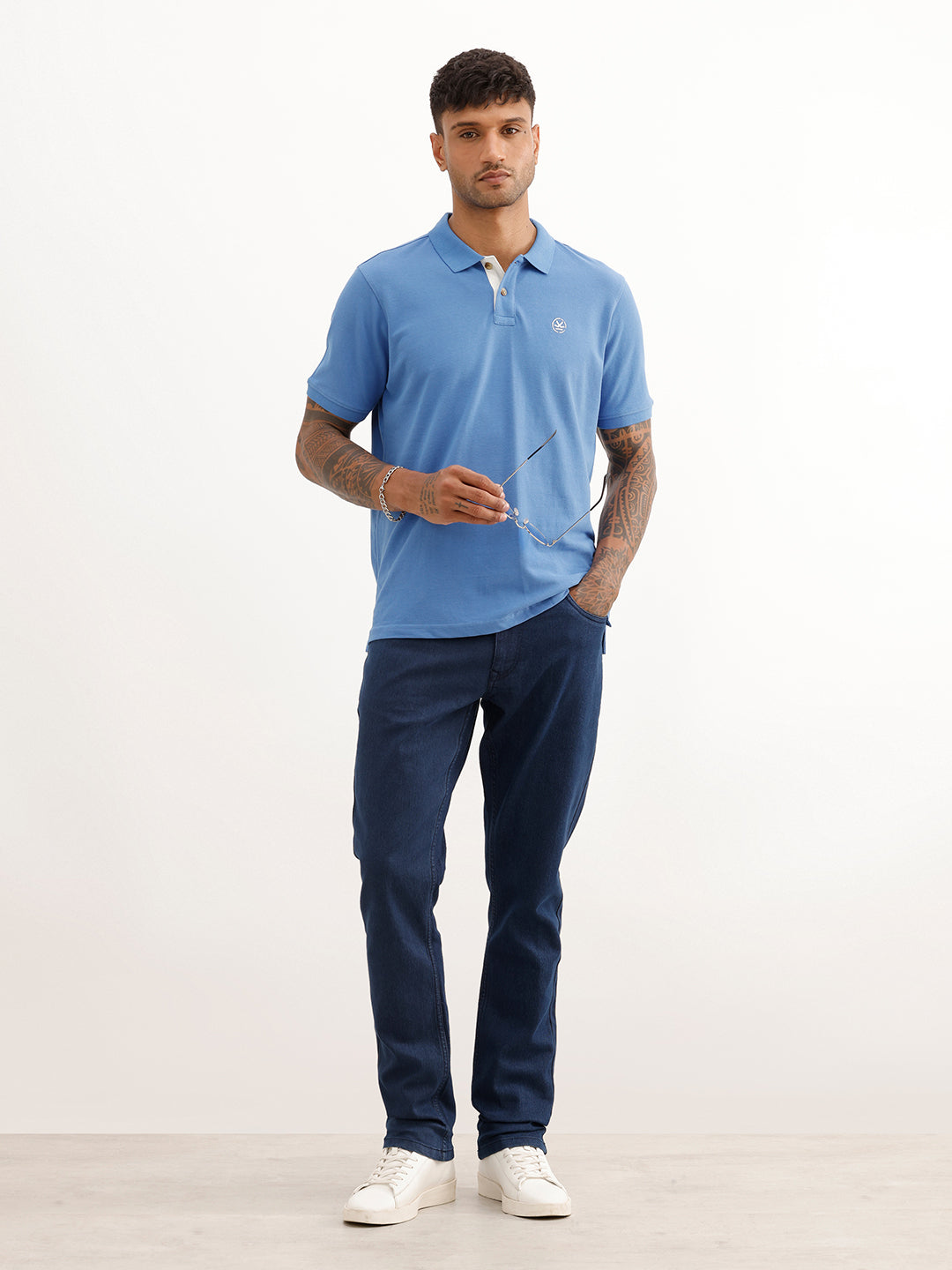Solid Regular Fit Polo T-Shirt | Blue