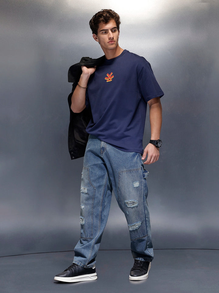 Classic Back Printed T-Shirt   |  Navy Blue