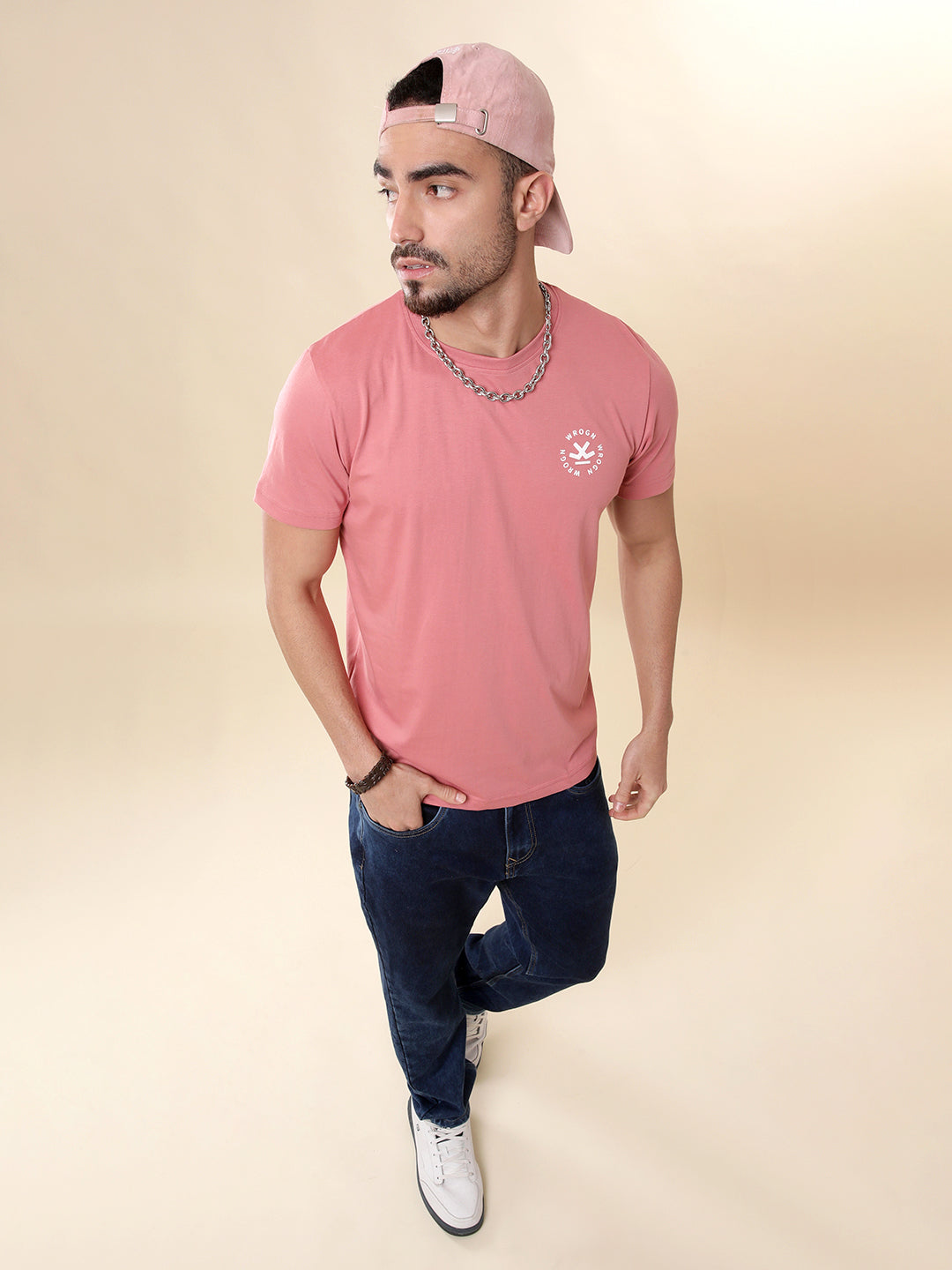 Pink Crew Neck Casual T-Shirt