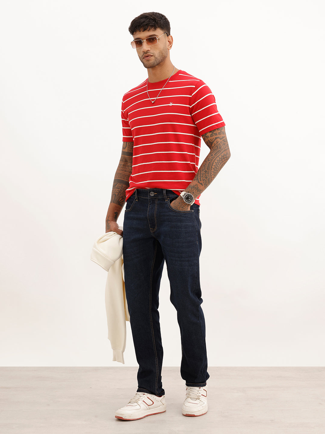 Slim Fit Striped T-Shirt | Red