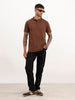 Mandarin Collar Polo T-Shirt | Brown | WSTS1631M