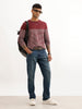 Slim Fit Striped Full Sleeve T-Shirt | Maroon