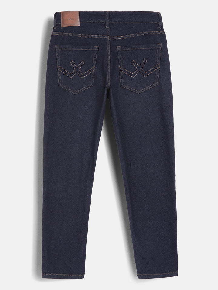 Solid Skinny Crop Fit Denim Jeans | Dark Blue