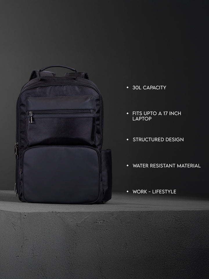 Textured Panel Backpack | Black (30L)
