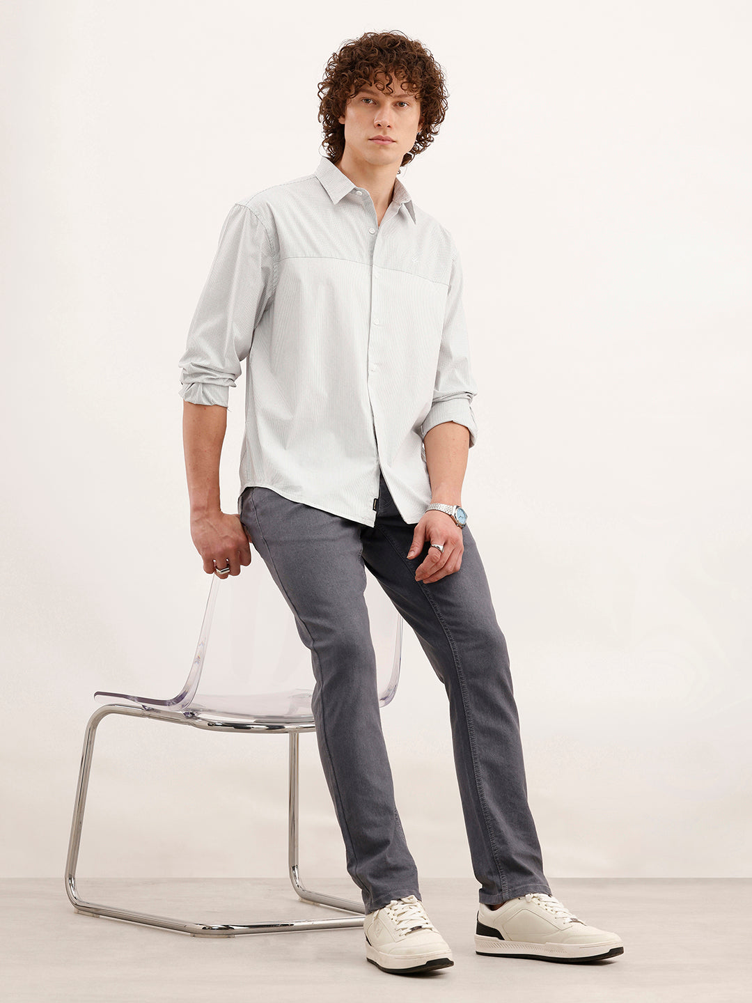 Comfort Fit Checkered Shirt  | Grey