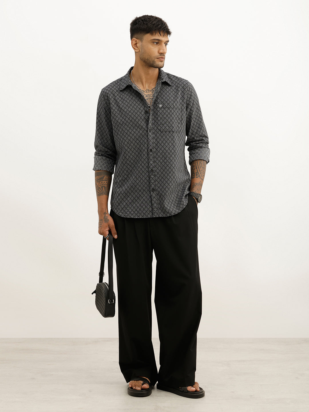 Classic Slim Fit AOP Shirt | Black