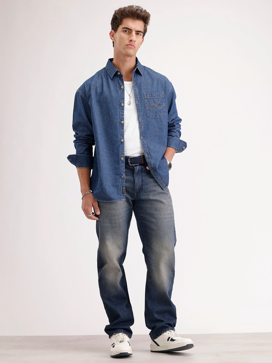 Oversized Fit Denim Shirt | Blue