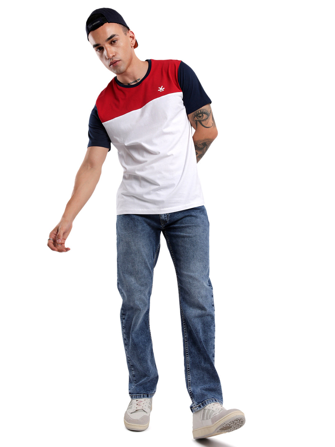 White Swerve Colourblocked T-Shirt