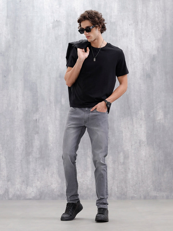 Mid Wash Casual Slim Fit Jeans | Grey