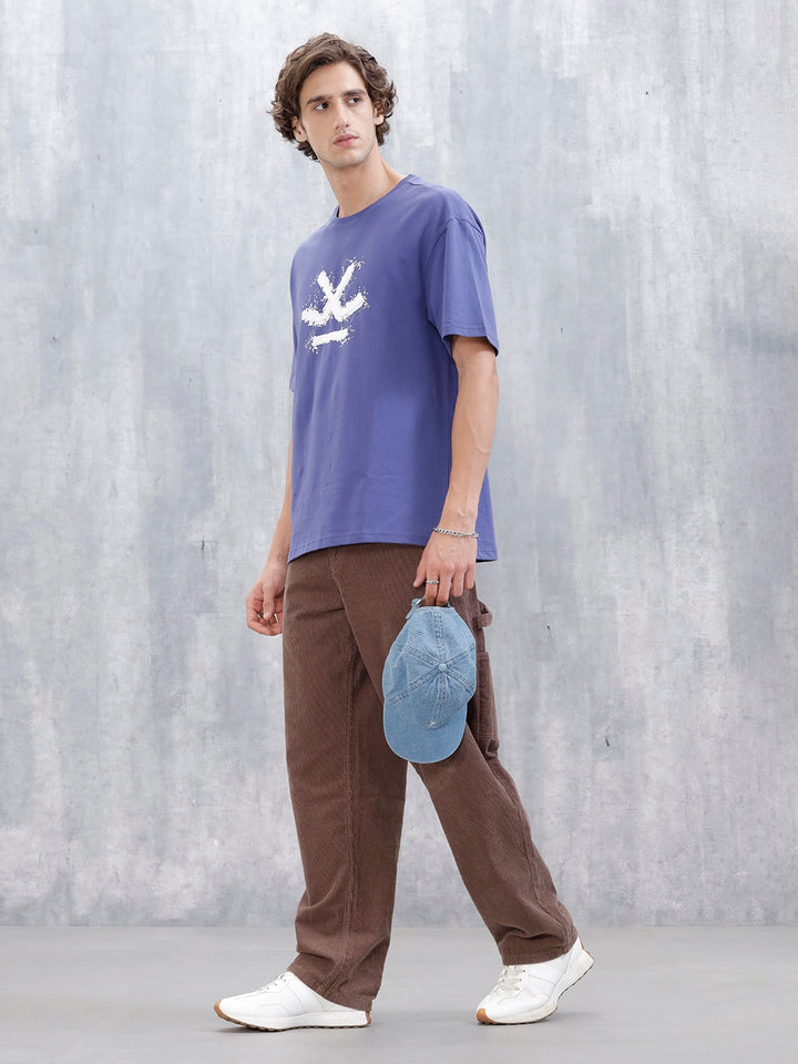 Wrogn Oversized Fit Graphic T-Shirt | Dark Blue