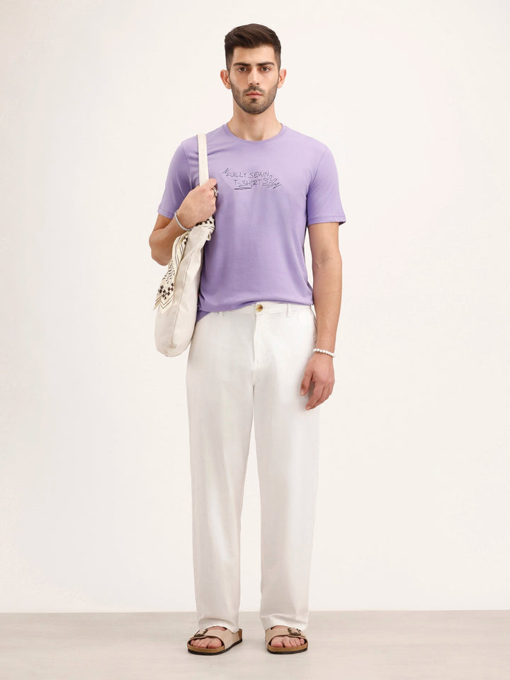 Slim Fit Embroidered T-Shirt | Lavender