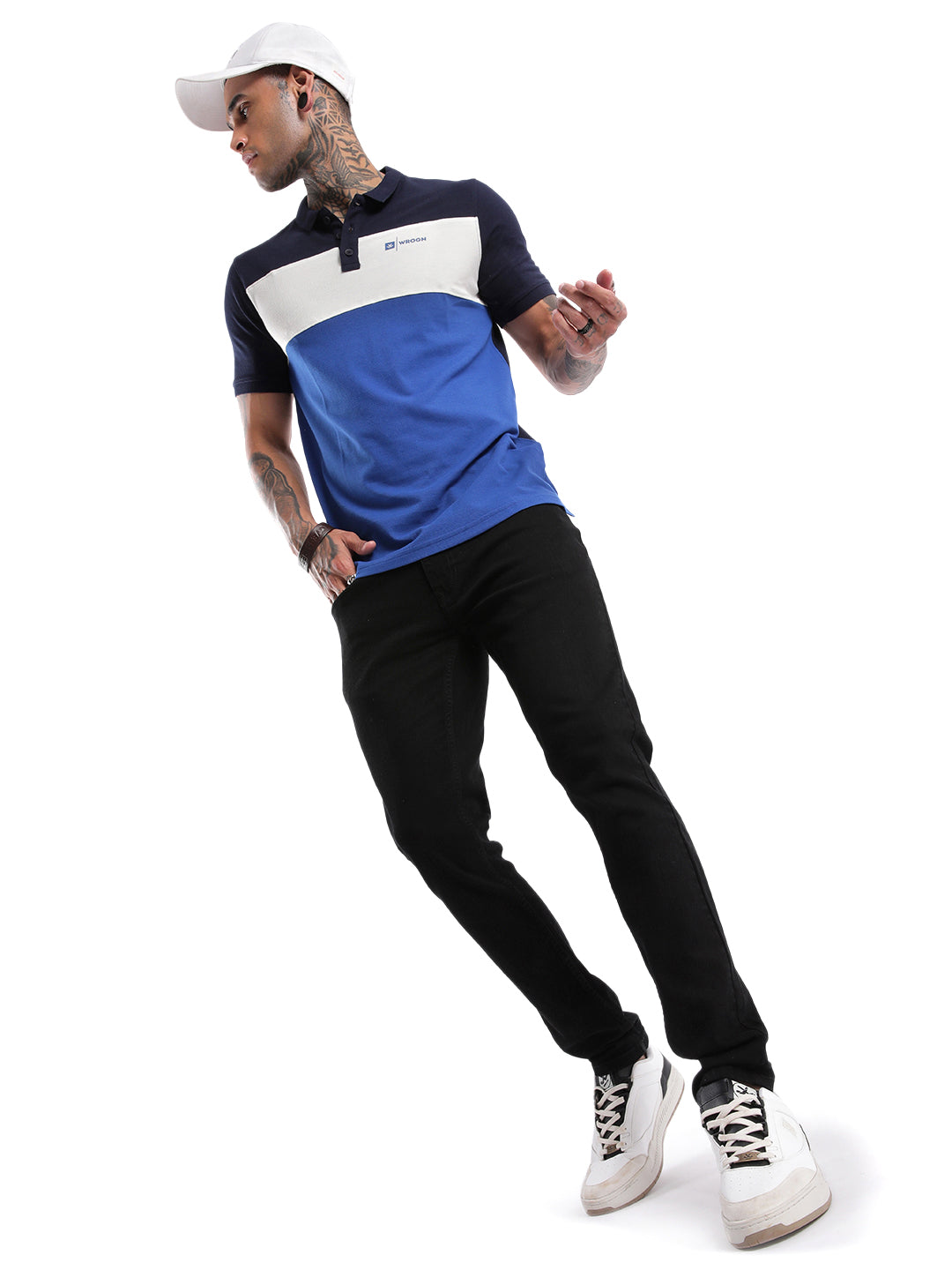 Classic Navy Colour Blocked Polo T-Shirt