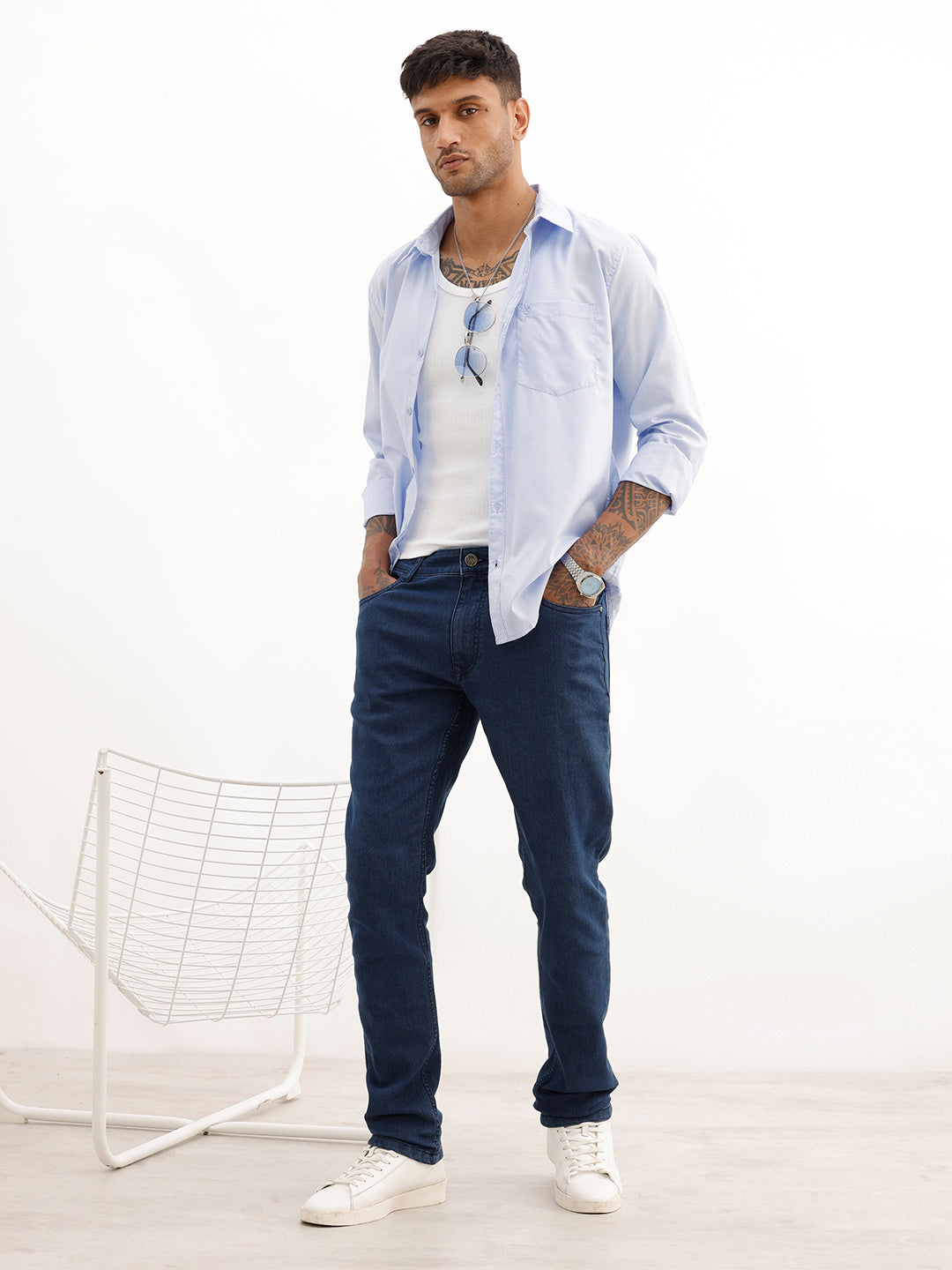 Solid Slim Fit Denim Jeans | Light Blue