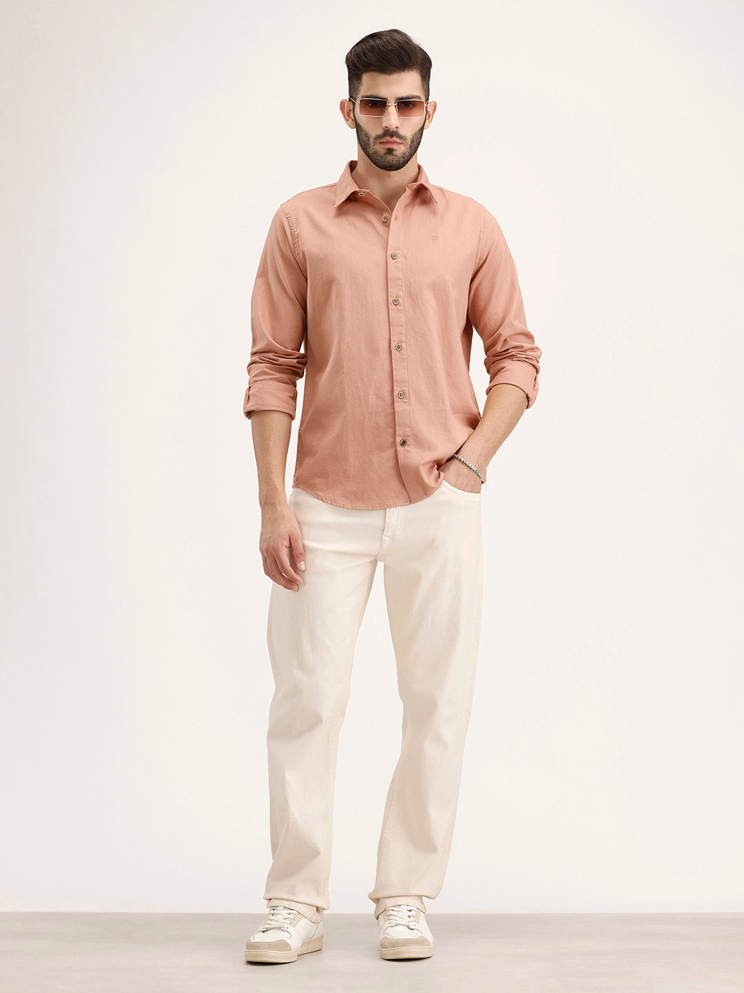 Regular Fit Linen Blend Shirt | Light Brown