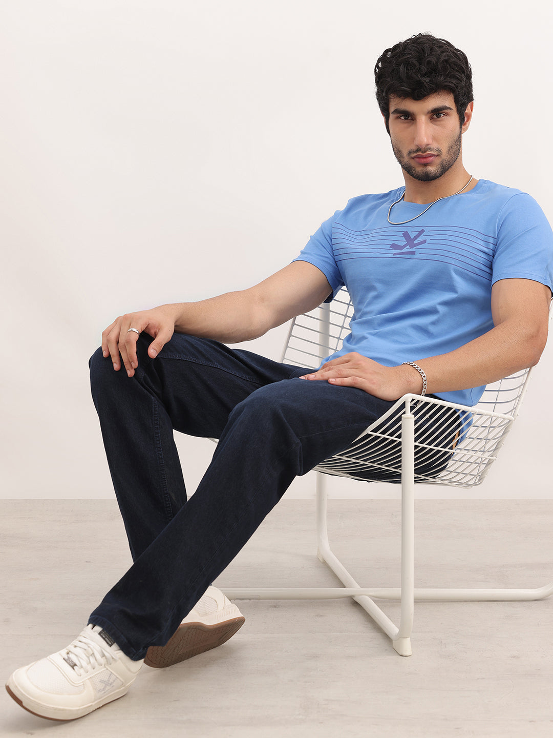 Slim Fit Placement Printed T-Shirt | Blue