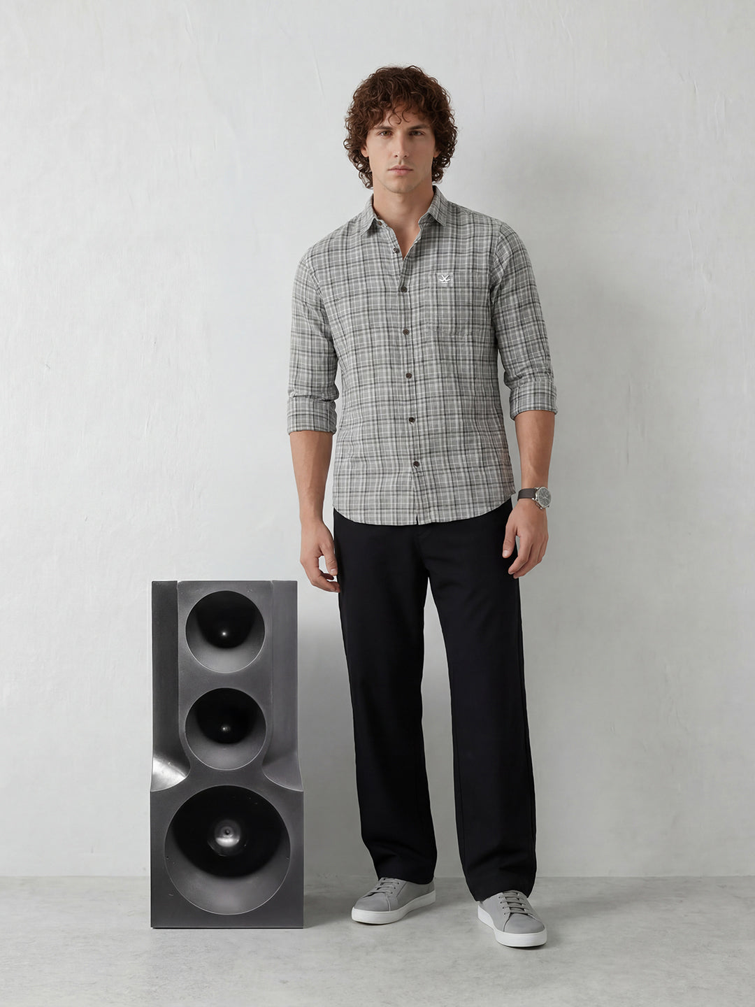 Classic Regular Fit Checkered Shirt | Grey