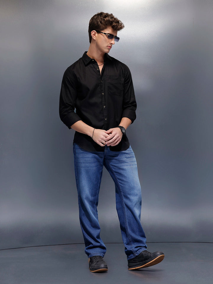 Men's Casual Slim Fit Shirt  | Black