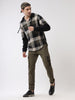 Hooded Checks Olive Boxy Fit Shirt