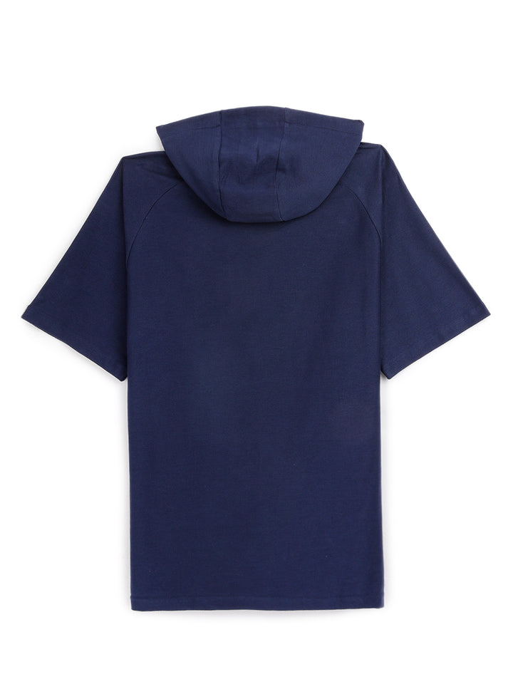 Premium Solid Navy Half Sleeve Hoodie