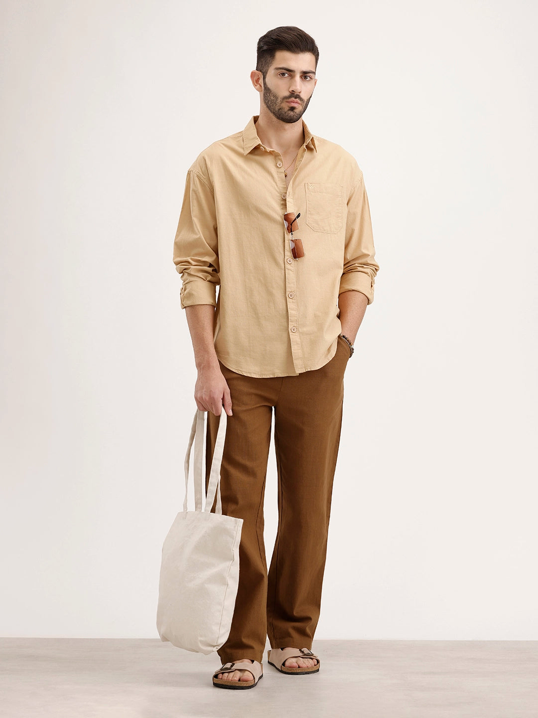 Oversized Fit Full Sleeve Shirt | Khaki