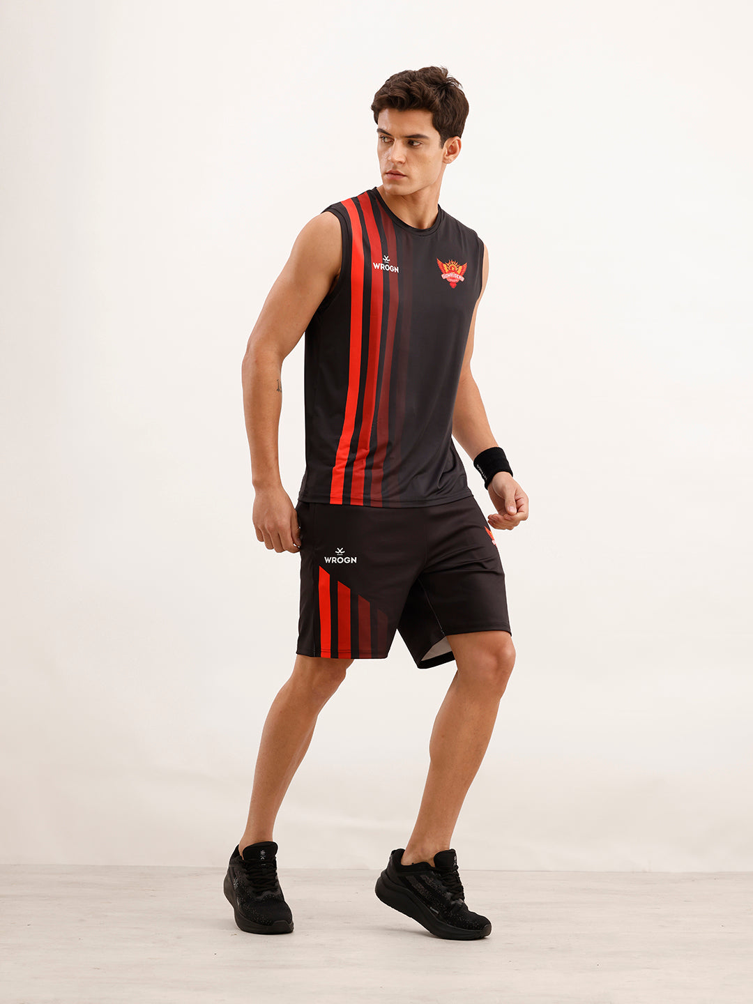 Wrogn x SRH Striped Performance Shorts | Black