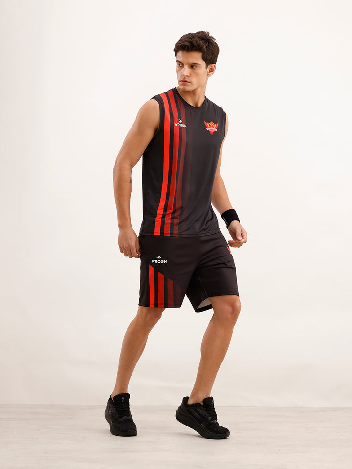 Wrogn x SRH Striped Performance Shorts | Black