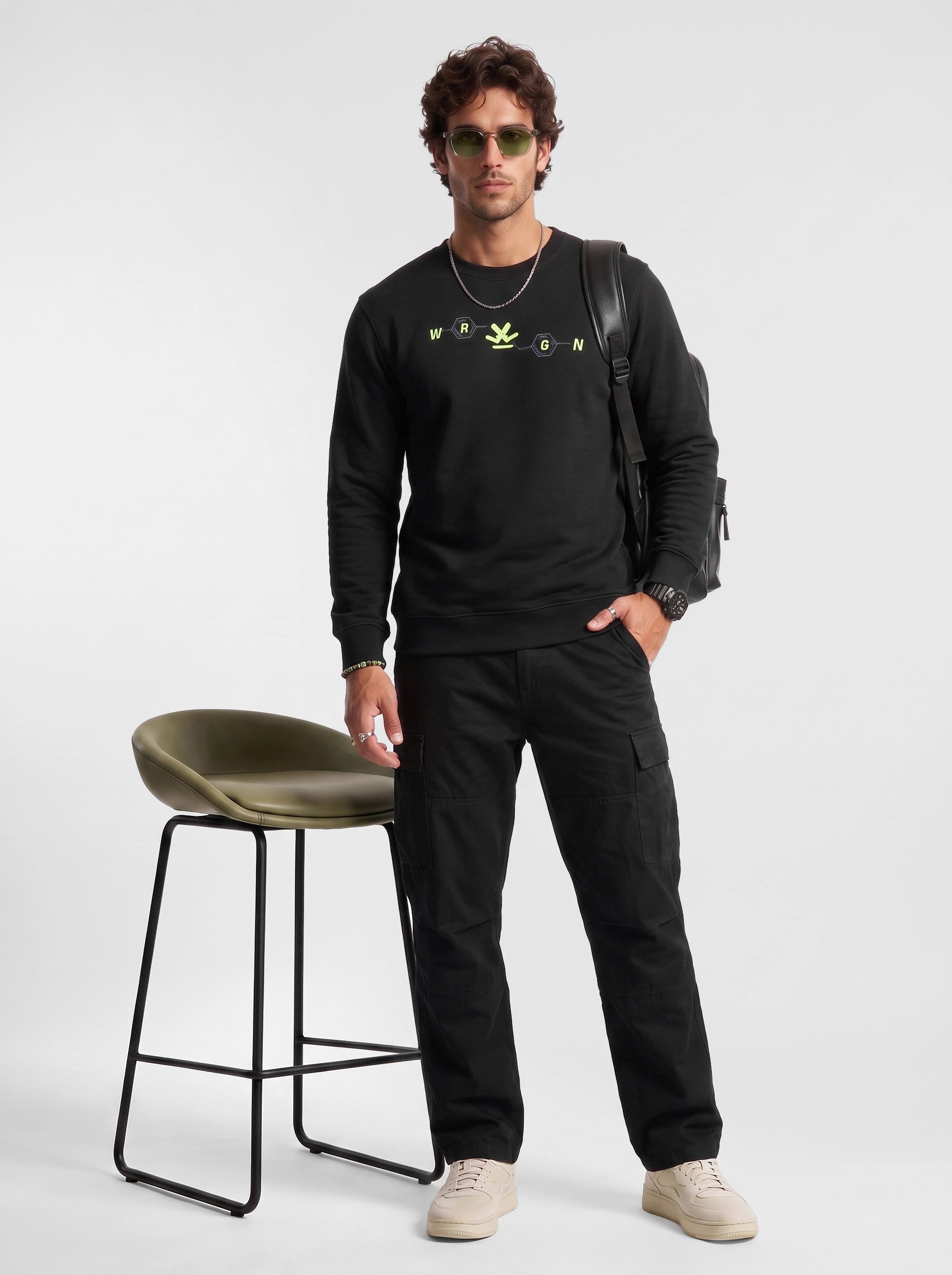 Classic Placement Printed Sweatshirt | Black