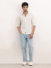 Slim Fit Checkered Corduroy Shirt | White