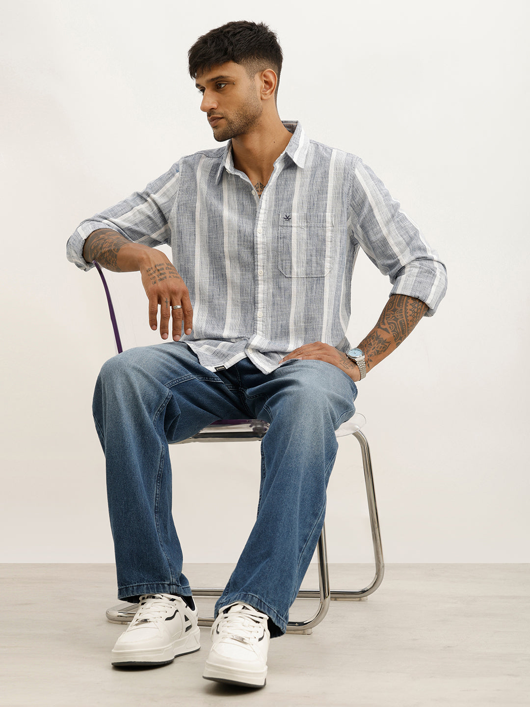 Classic Slim Fit Striped Shirt | White