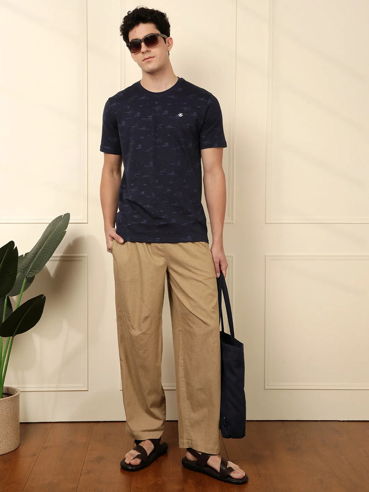Tonal Regular Fit AOP T-Shirt | Navy Blue