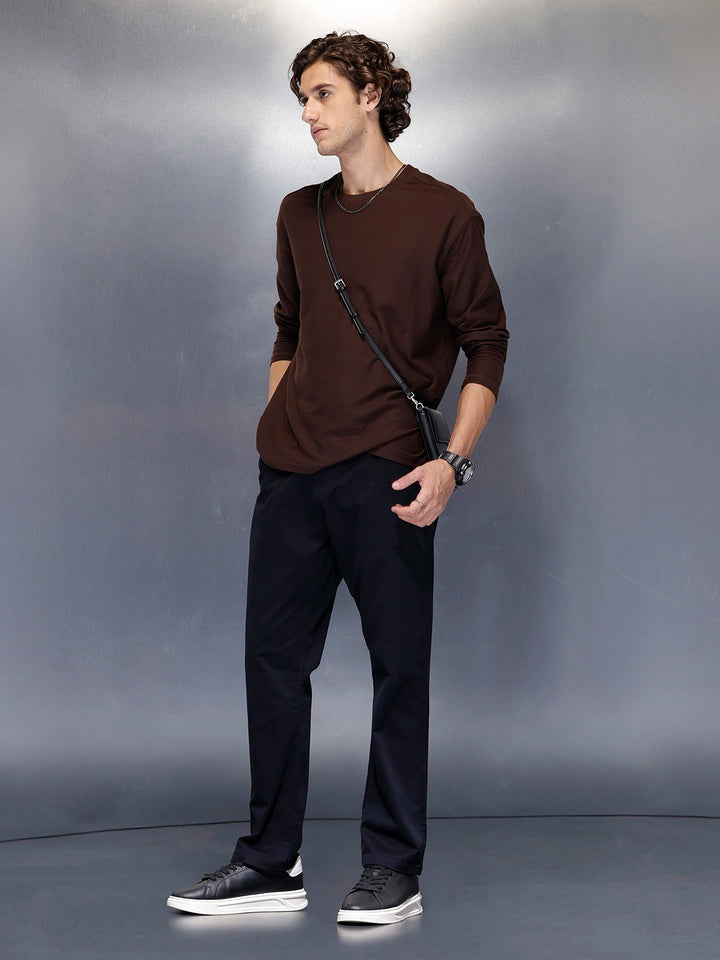 Men’s solid black cotton chinos | Navy
